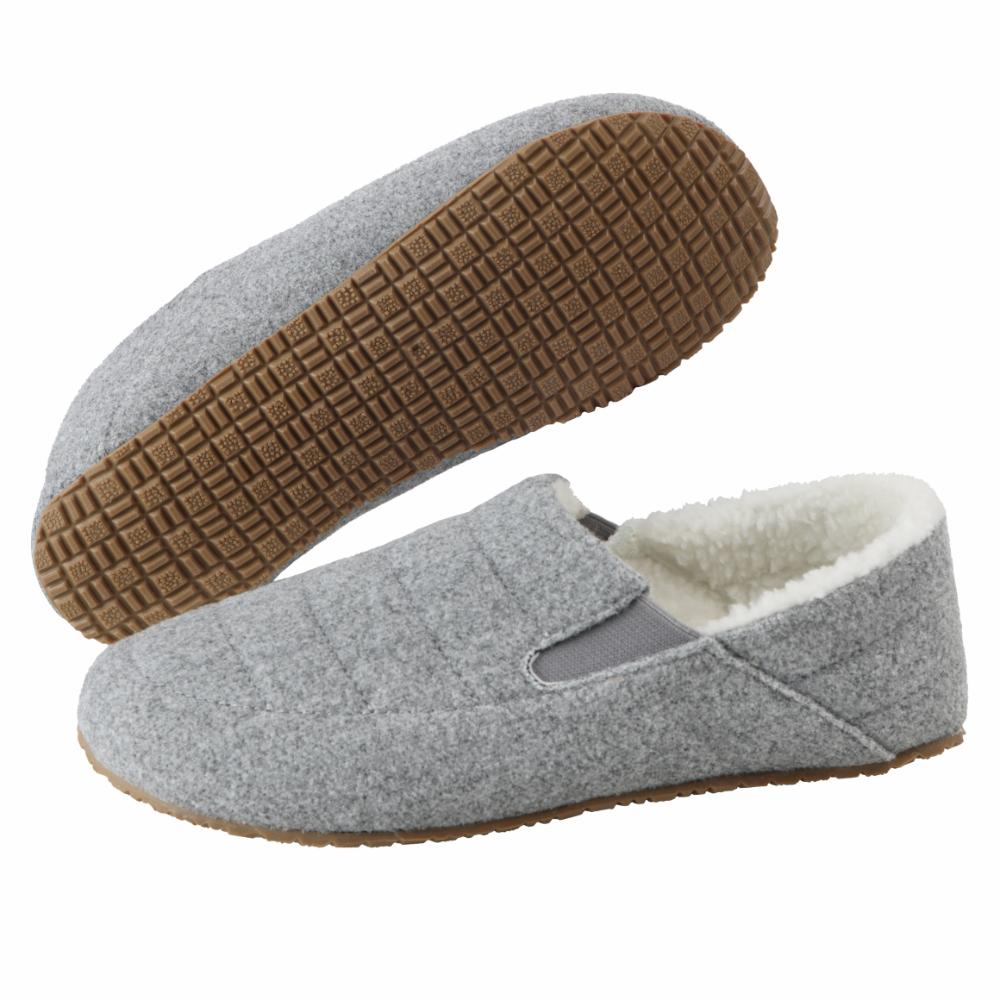 Snoozies | Women's Quilted Hard Sole Slipper | Grey | Large