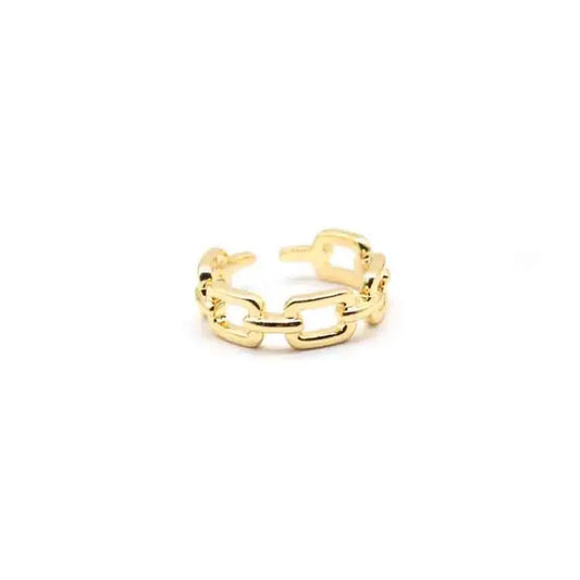 Savvy Bling Hollow Link Wrap 18K Adjustable Ring