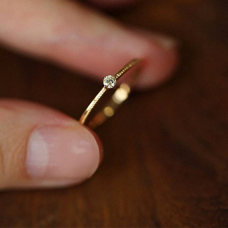 Minimalist Stacking Thin Band Ring in 925 Sterling Silver: Gold / 7 US