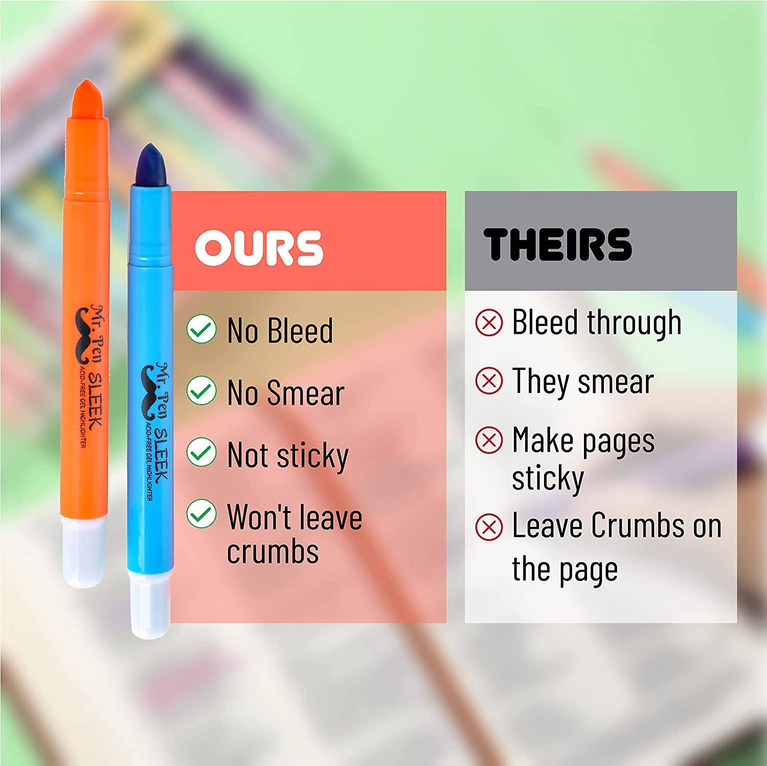 Mr. Pen | Bible Gel Highlighters No Bleed | 8 Pack Twist-Up
