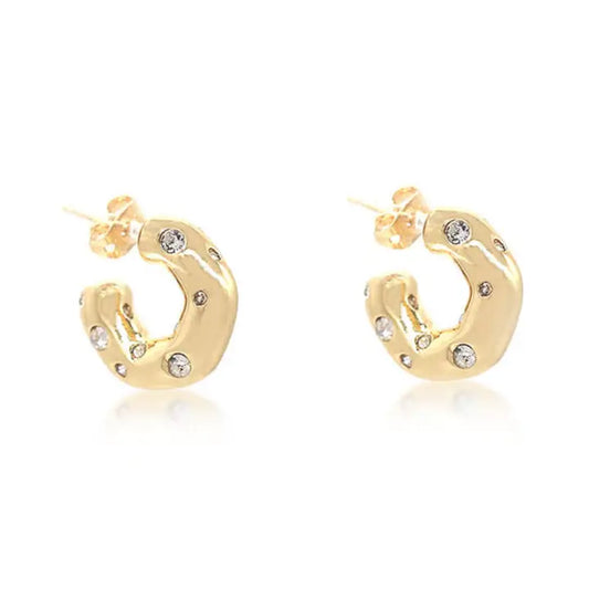 Savvy Bling Cluster Hoop Earrings Gold Filled