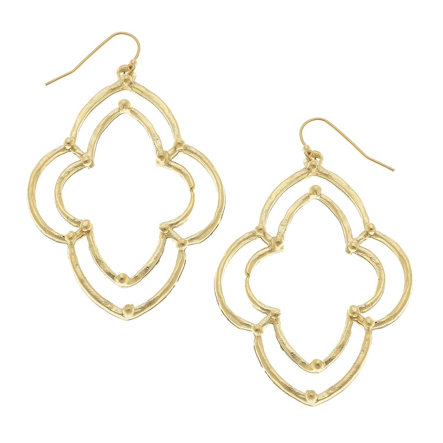 Susan Shaw Gold Dotted Scallop Earrings