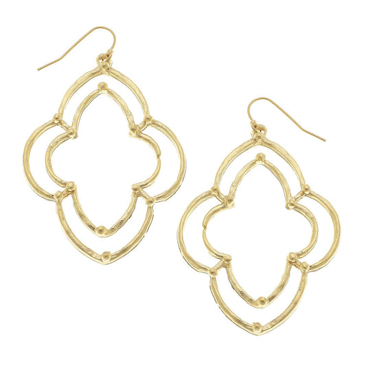 Susan Shaw Gold Dotted Scallop Earrings