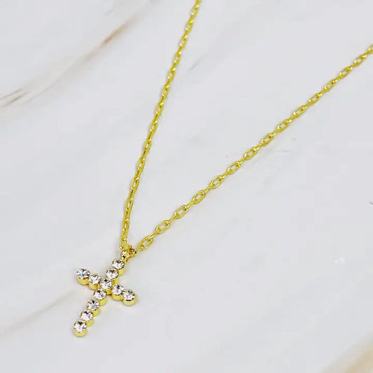 Ellison + Young Faceted Crystal Cross Necklace