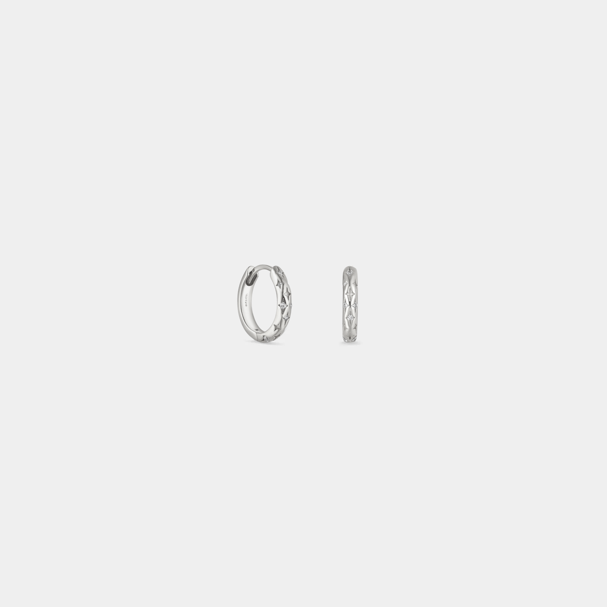 Dainty Gold Star Huggie Hoop Earrings in 925 Sterling Silver: Gold/Blue