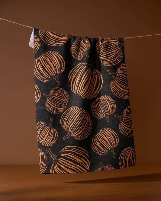 Geometry Pumpkin Noir Tea Towel