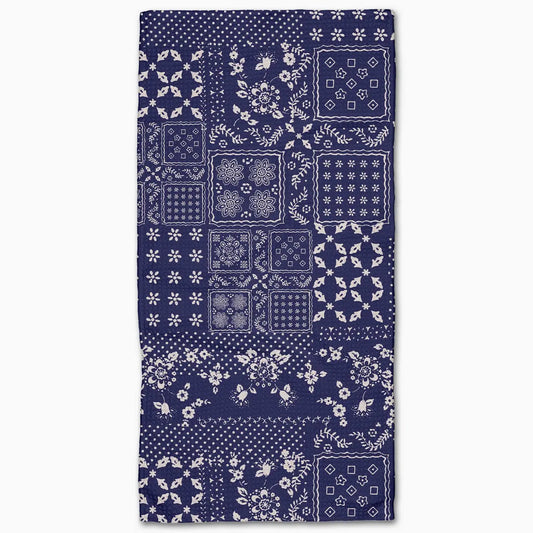 Geometry Blossoming Bandanna Blue Bar Towel