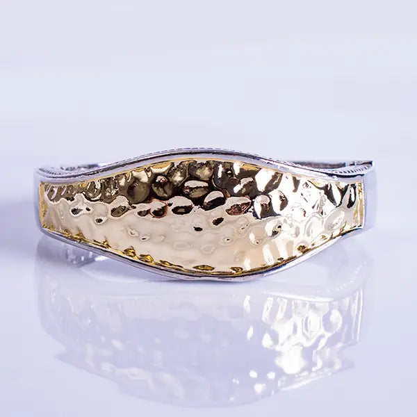 Hammered Gold Statement Cuff-Hinged Bracelet