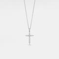 Moissanite Cross Pendant Necklace in 925 Sterling Silver: Silver / 1.2 ct