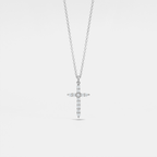 Moissanite Cross Pendant Necklace in 925 Sterling Silver: Silver / 1.2 ct
