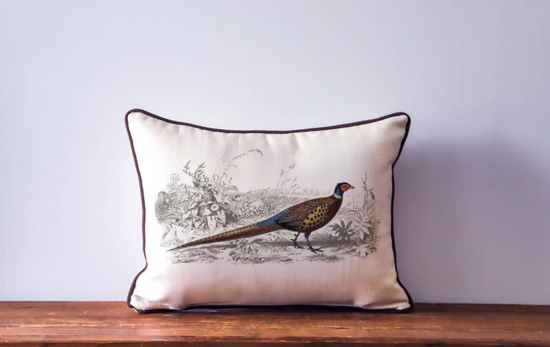 Little Birdie Home | European Pheasant Piped Pillow