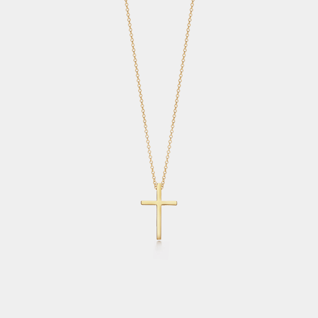 Dainty Cross Charm Pendant Necklace in 925 Sterling Silver: Gold