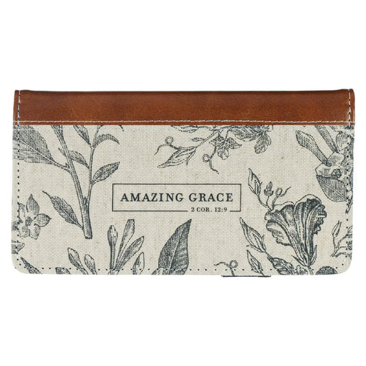 Christian Art Gifts Checkbook Wallet Brown Amazing Grace