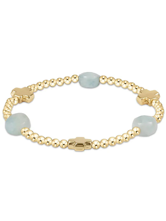 enewton | Signature Cross Admire Gold 3mm Bracelet | Aquamarine