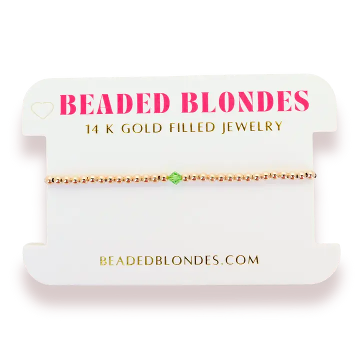 Beaded Blondes | August Peridot Birthstone Bracelet | Standard 6.75