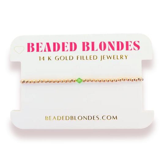 Beaded Blondes | August Peridot Birthstone Bracelet | Standard 6.75