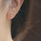 Dainty Opal Four Leaf Clover Earrings in 925 Sterling Silver: Gold