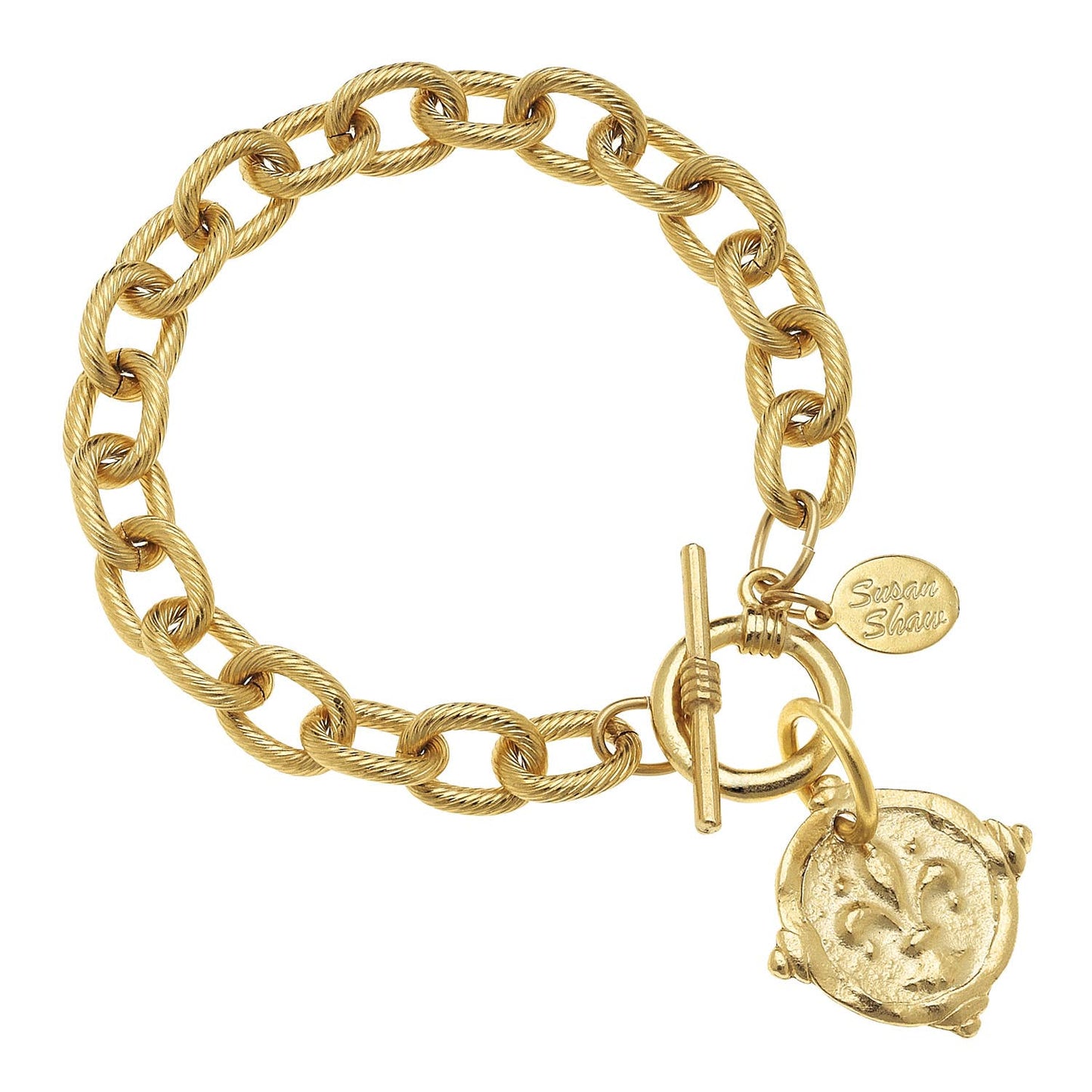 Susan Shaw Gold Fleur de Lis Intaglio Bracelet