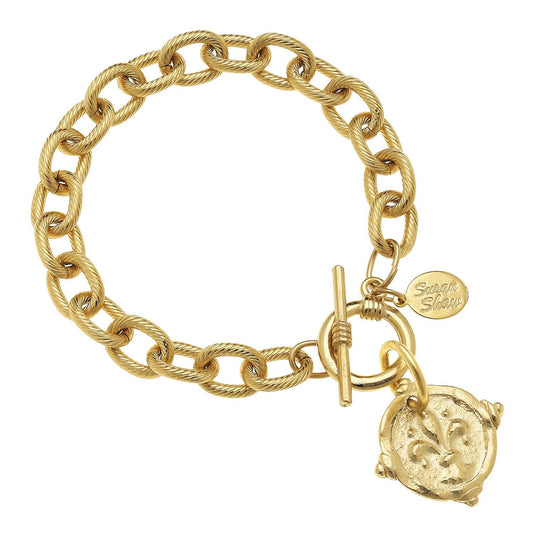 Susan Shaw Gold Fleur de Lis Intaglio Bracelet