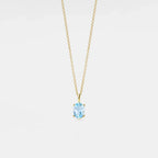 Oval Cut Blue Topaz Pendant Necklace in 925 Sterling Silver: Gold