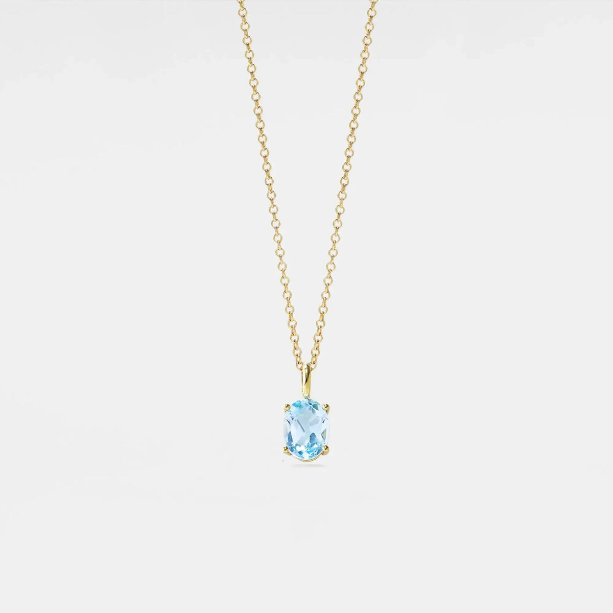 Oval Cut Blue Topaz Pendant Necklace in 925 Sterling Silver: Gold