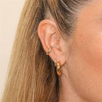 Dainty Gold Star Huggie Hoop Earrings in 925 Sterling Silver: Gold/Blue