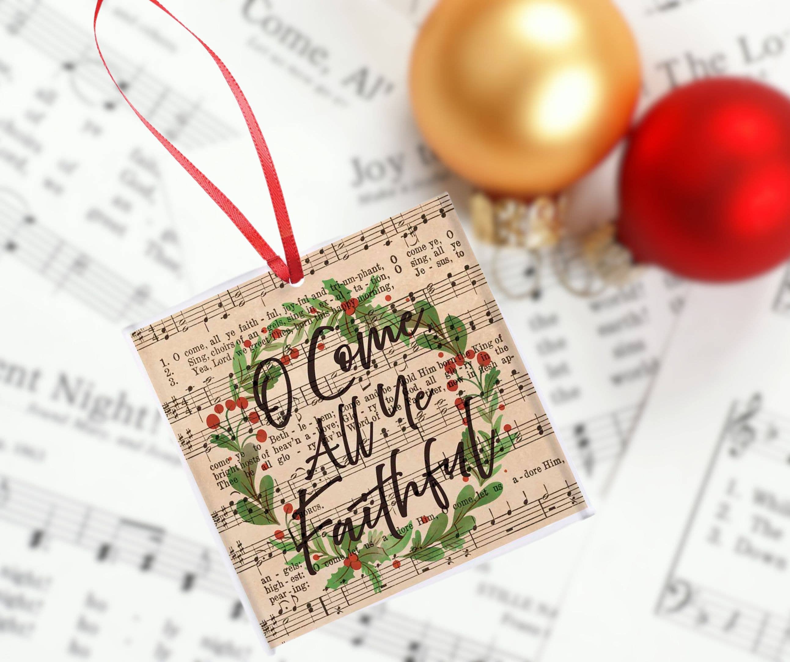 Dicksons Come All Ye Faithful Hymn Glass Ornament