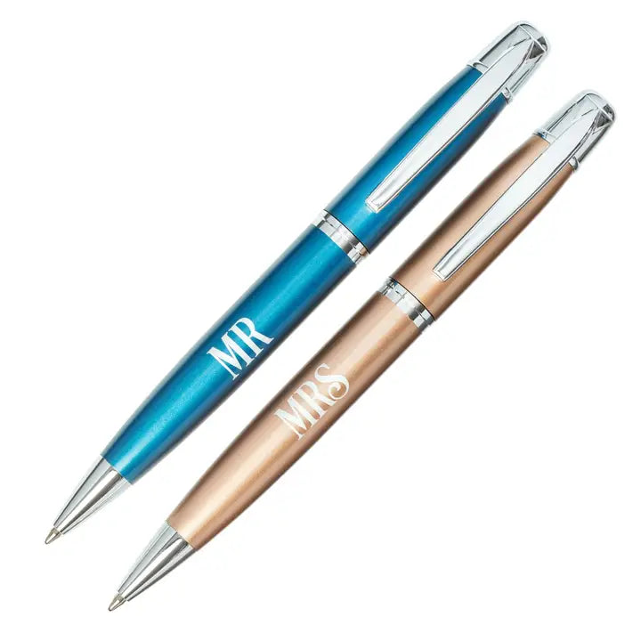 Christian Art Gifts Pen Set in Gift Box Navy/Copper Mr. & Mrs.