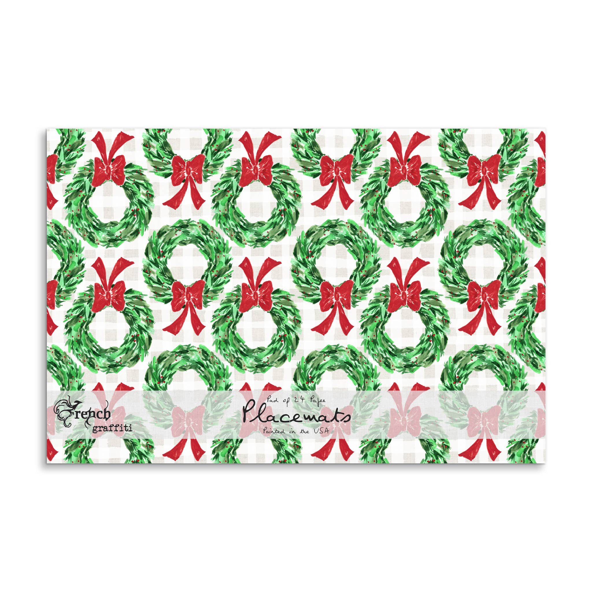 French Graffiti Christmas Wreath Paper Placemats