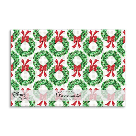 French Graffiti Christmas Wreath Paper Placemats