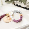 American Leather Goods | Keychain with Wristlet Bangle Bracelet | Burgundy