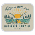 Christian Art Gifts | Magnet | Cream Camping God Is with Me Josh. 1:9
