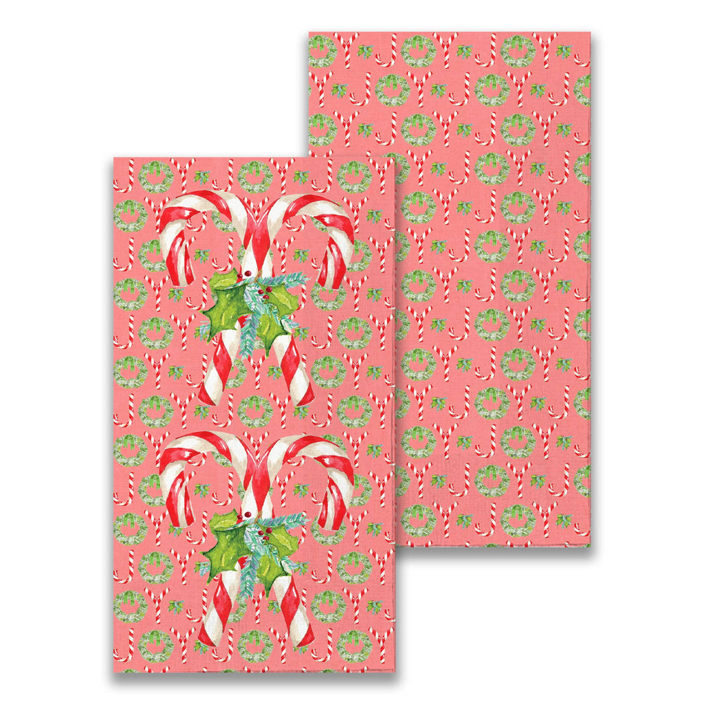 French Graffiti Candy Canes with Greens Guest Towel