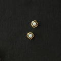 Dainty Opal Four Leaf Clover Earrings in 925 Sterling Silver: Gold