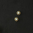 Dainty Opal Four Leaf Clover Earrings in 925 Sterling Silver: Gold