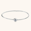 Solitaire Moissanite Bangle Bracelet in 925 Sterling Silver: Silver