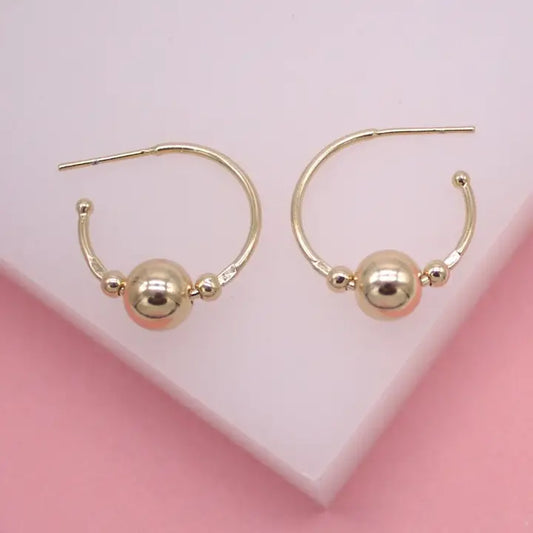 MIA Jewelry | Earrings | 18k Golf Filled Round Bead Hoops