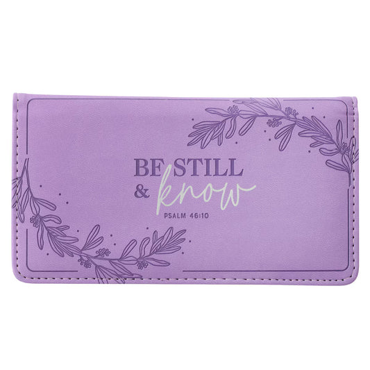 Christian Art Checkbook Wallet Purple Be Still