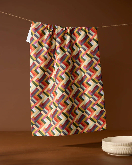 Geometry Vivid Cascade Tea Towel
