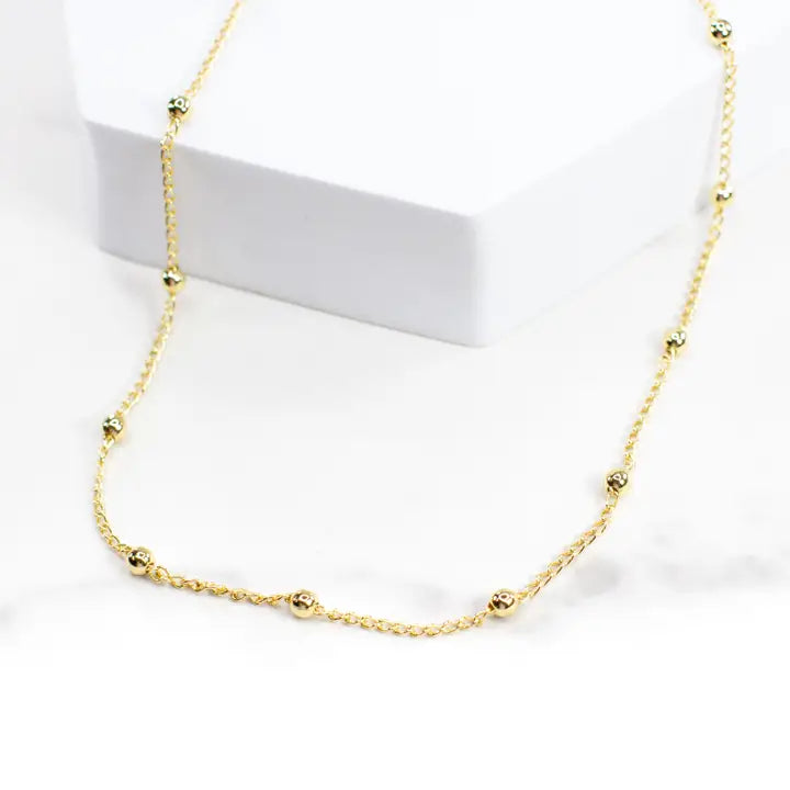 Savvy Bling Chain Necklace with Gold Filled Beads