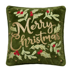 Merry Christmas Embroidered Pillow
