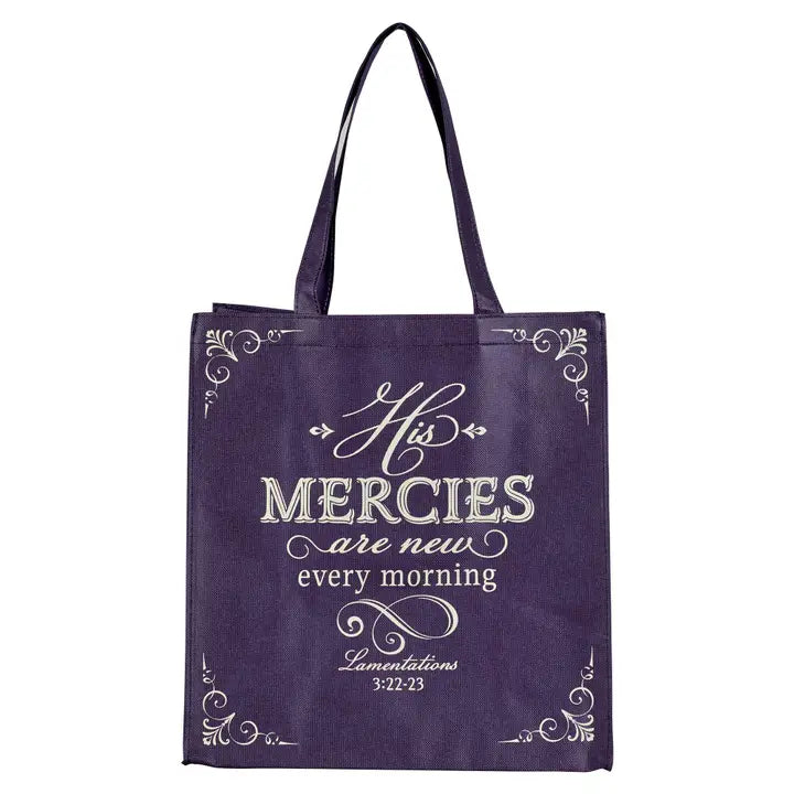 Christian Art Gifts | Tote Bag | Purple His Mercies Are New Lam. 3:22-23