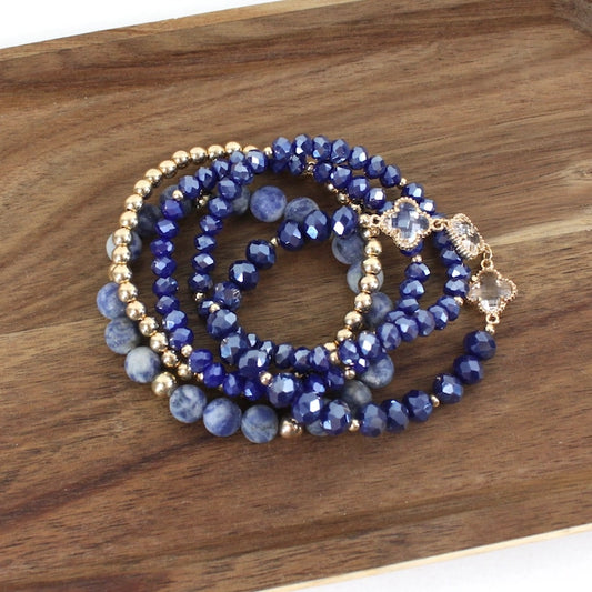 Pretty Persuasion Blue Bead Bracelet Set