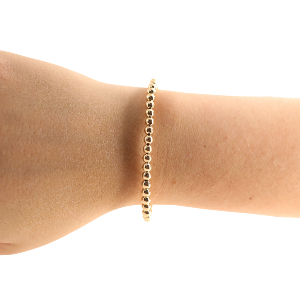 Beaded Blonde | 4MM Gold Beaded Bracelet | Standard 6.75 inch
