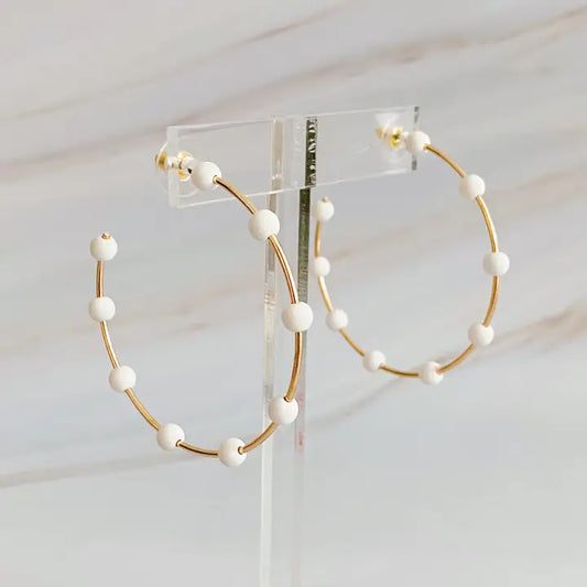 Ellison + Young White Dot Gold Hoop