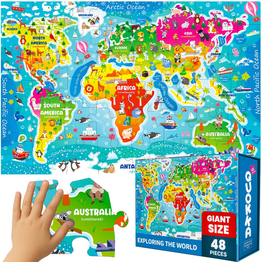 Quokka 2x3 FT Giant Floor Puzzles for Kids | World Map