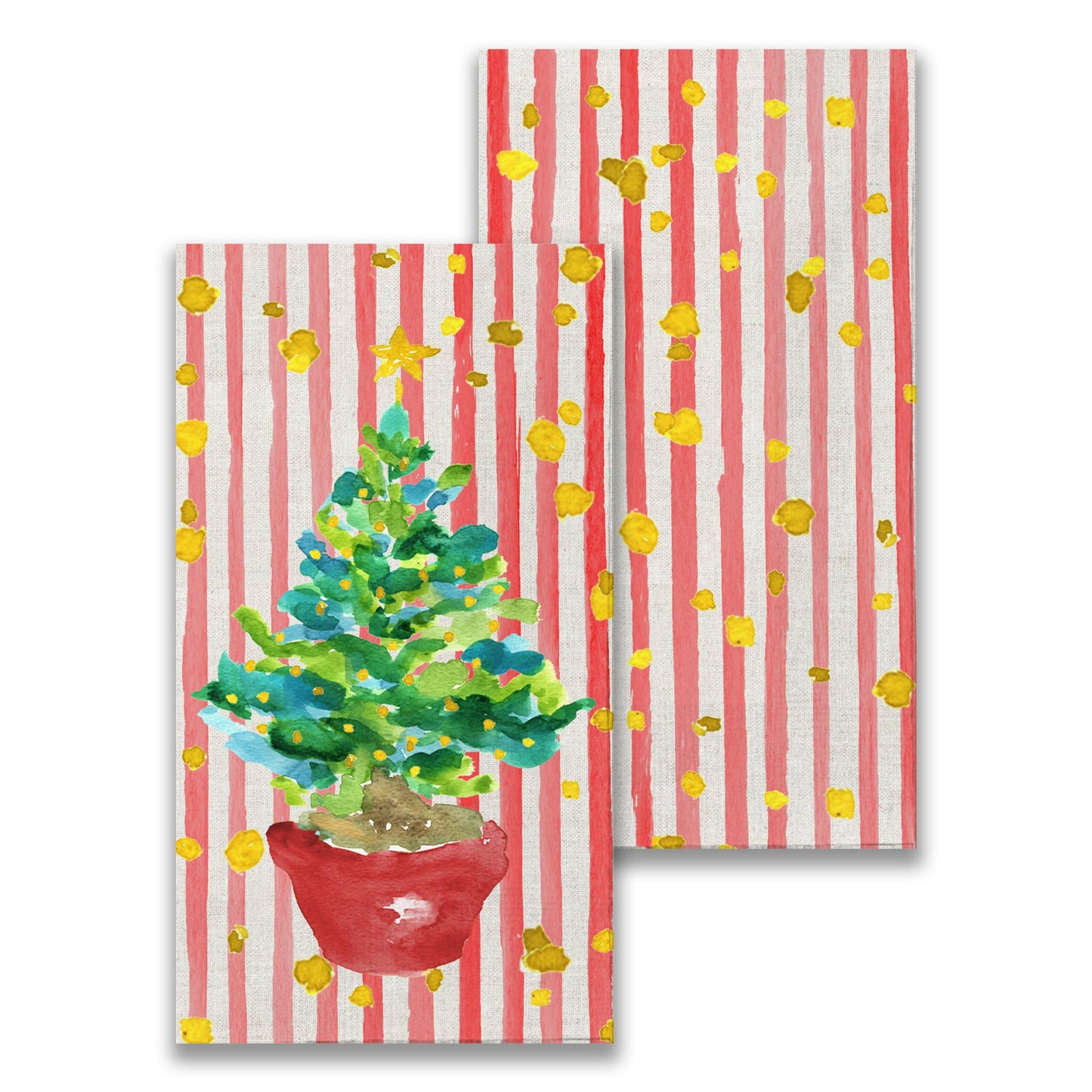 French Graffiti Red Potted Christmas Tree Guest Towel
