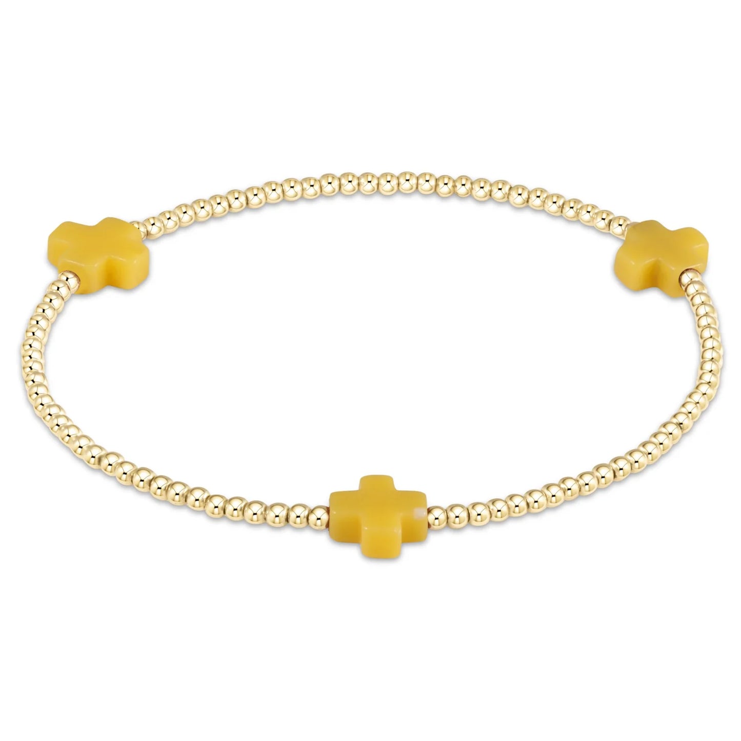 enewton | Signature Cross Gold 2mm Bead Bracelet | Canary