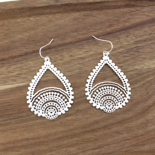 Pretty Persuasion Silver Teardrop Design Dangle Earring