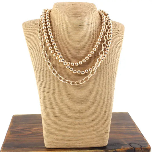 Pretty Persuasion Gold Layered Beaded Chain Necklace